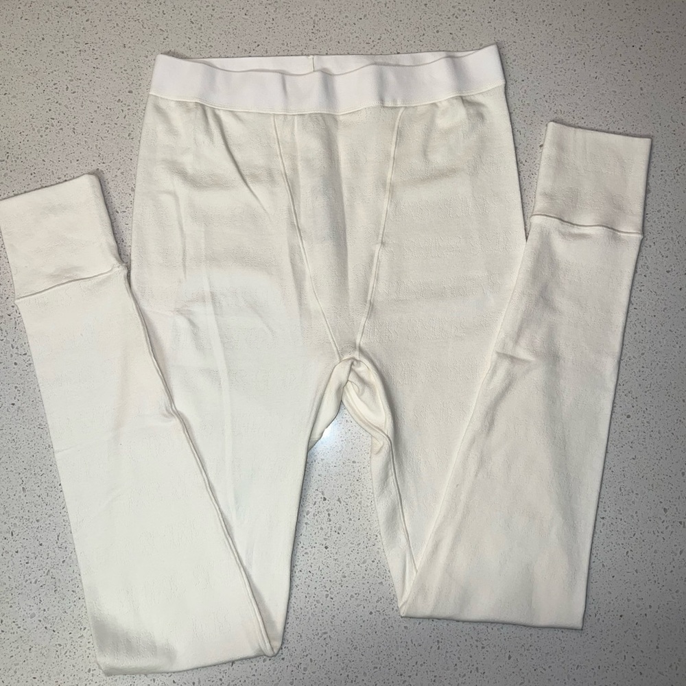 SKIMS POINTELLE LOGO LEGGINGS in BONE